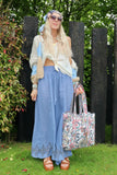 Diamond printed cotton trousers(lavender)