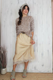 Lace trim silky skirt