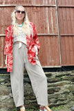Floral printed red kimono