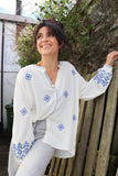 Blue diamond embroidered blouse