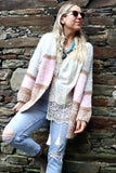 Speckle knit striped cardigan