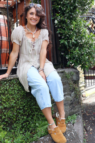 Peasant long line blouse