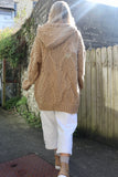 cable knit hooded cardigan