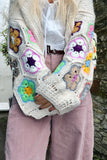Flower crochet sleeve cardigan