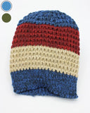 Striped knit beanie (Blue)