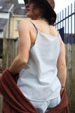Pinstripe crochet embroidered cami