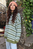 Moss green slouchy stripe jumper
