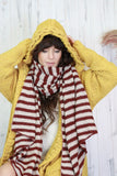 Stripe knit scarf (Maroon)