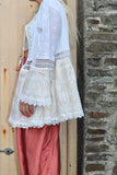 Embroidered crochet trim tiered kimono
