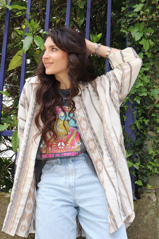Aztec oversized shirt (Beige)