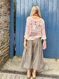 Dusty pink scalloped crochet top