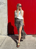 Leopard print silky swing skirt