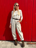 High waisted cream cords