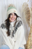 Pom Pom beanie (mint and cream)