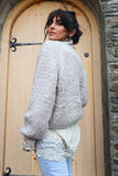 Speckle knit button up cardigan
