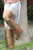 Knee high western fringe boots