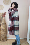 Burgundy check coat