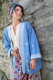 Diamond embroidered denim kimono