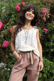 Open knit tank top (Cream)