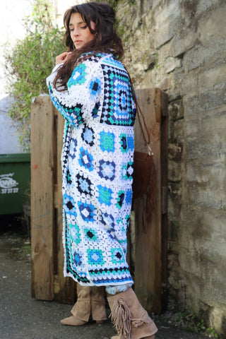 Long granny square cardigan