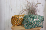 Floral soft cord makeup bag (Teal)
