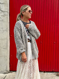 Grey sequin stripe cardigan
