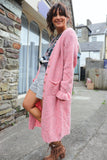 Pink button up long cardigan