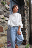 White embroidered and beaded blouse