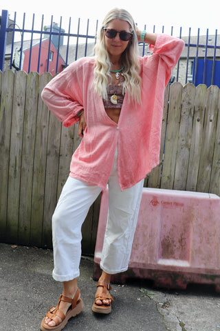 Pink linen Blouse