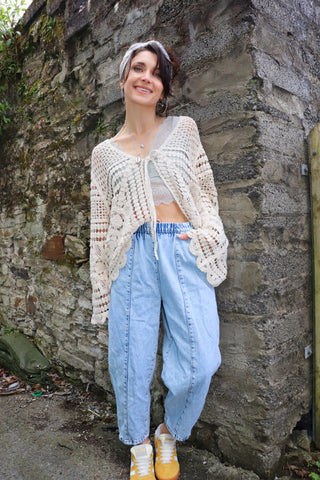 Crochet tie cardigan