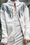 Sequin feather collar cardigan
