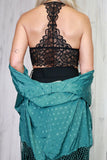 Longline floral lace bralette (Black)