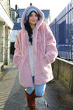 Dusty pink faux fur jacket