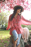 Embroidered rose peasant blouse