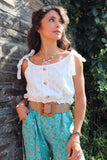 Floral embroidered crop top