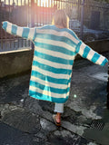 Long stripe knit cardigan