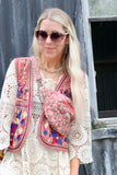 Acid washed embroidered waistcoat