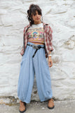 Linen balloon trouser (Washed denim blue)