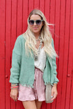 Mint fringe cardigan