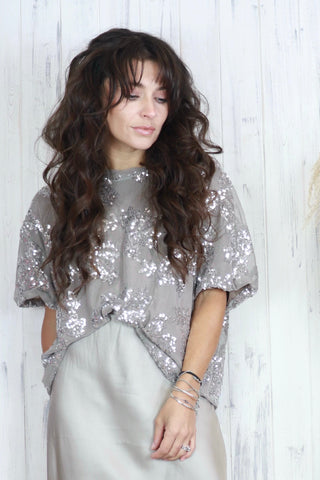 Floral sequin top