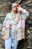 Speckle knit striped cardigan
