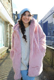 Dusty pink faux fur jacket