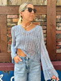 Open knit top (Powder blue)