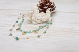 Aqua beaded layered necklace (Gold)