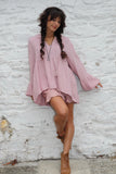 Crochet insert peasant blouse (Pink)