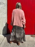 Leopard print silky swing skirt