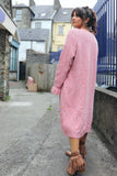 Pink button up long cardigan