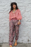 Pink paisley trousers
