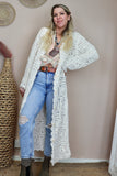 Long crochet kimono cardigan