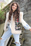 Embroidered fur lined gilet